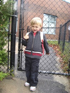 First Day of 3 year old program preschool Rohan.